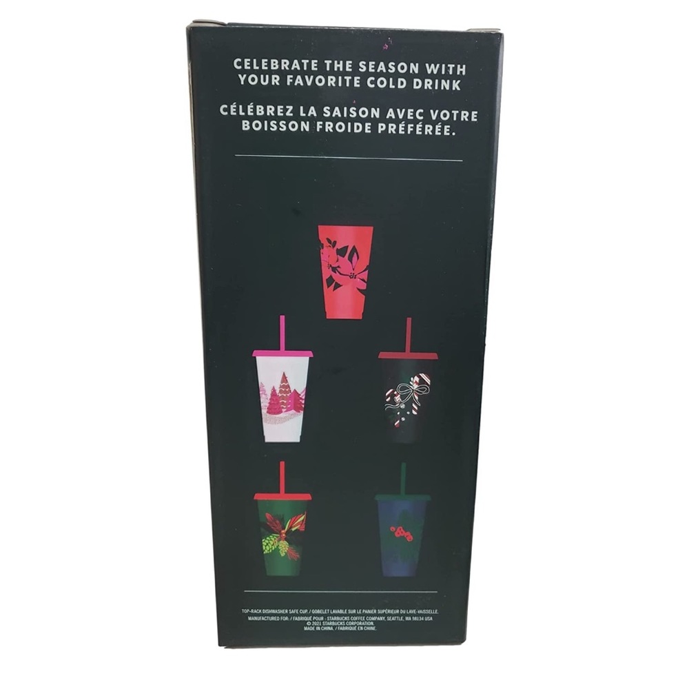 💙Starbucks NWT 5 reusable cups with lids & straws - Picture 2 of 8